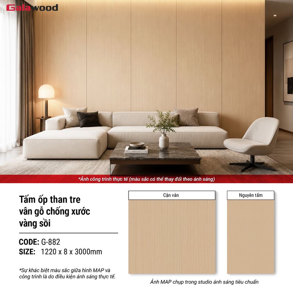 Phối cảnh nội thất sử dụng tấm ốp G-882