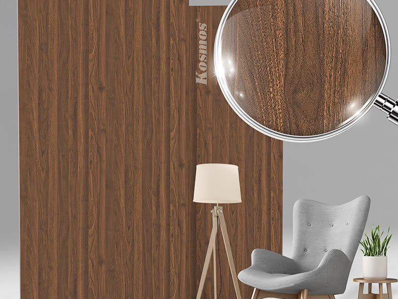 Bề mặt TT-825 vân gỗ nâu Walnut.