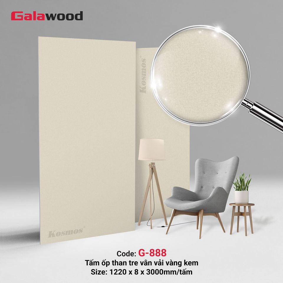 Tấm ốp G-888 với bề mặt vân vải vàng ánh kim