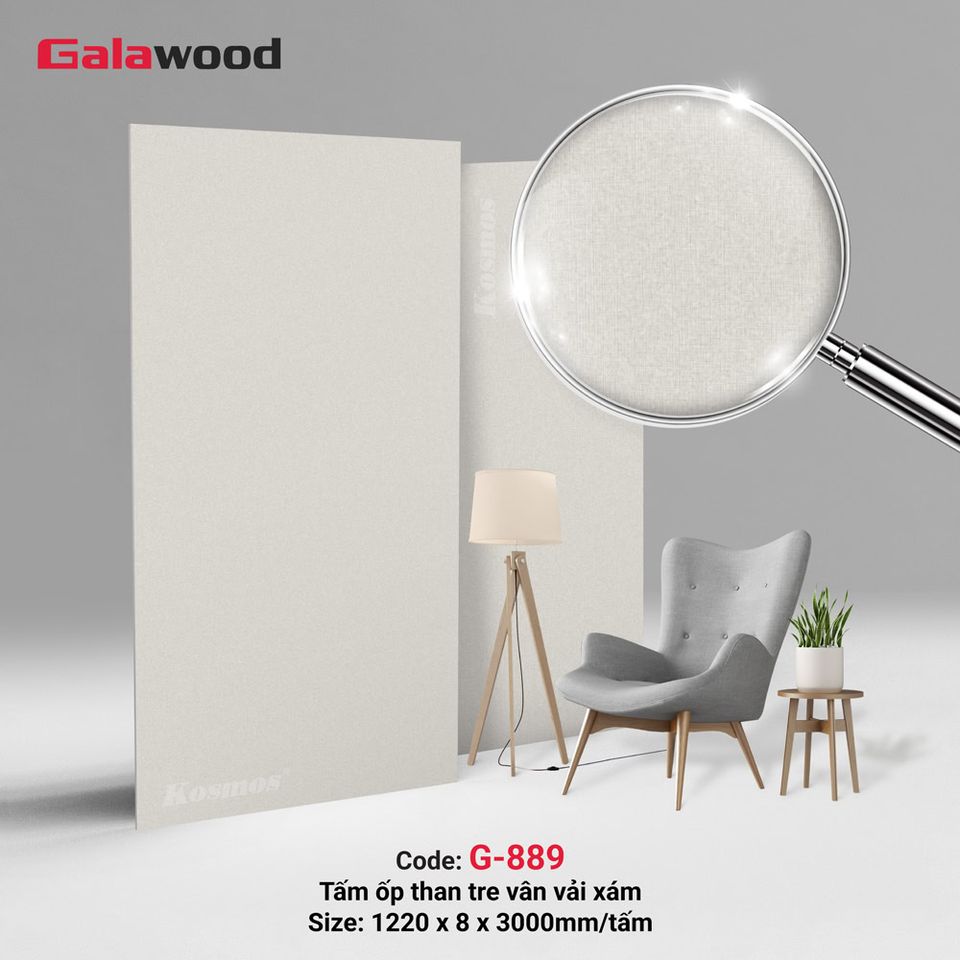 Tấm ốp G-889 màu xám với vân vải