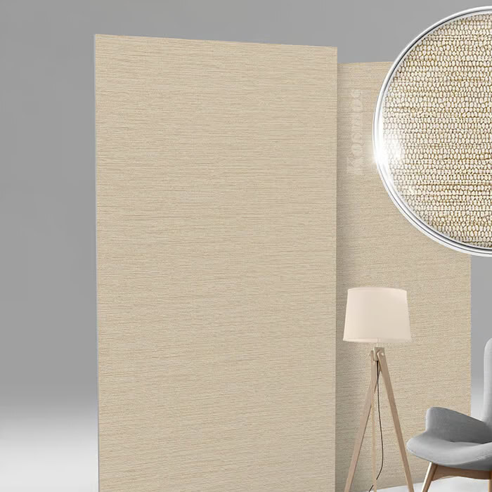 Bề mặt tấm ốp than tre TT-880 vân canvas vàng kem có hướng ngang