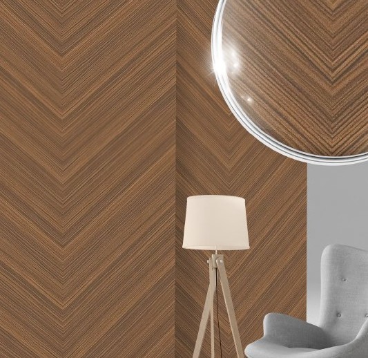 Bề mặt vân gỗ xương cá màu walnut của tấm ốp TT-871