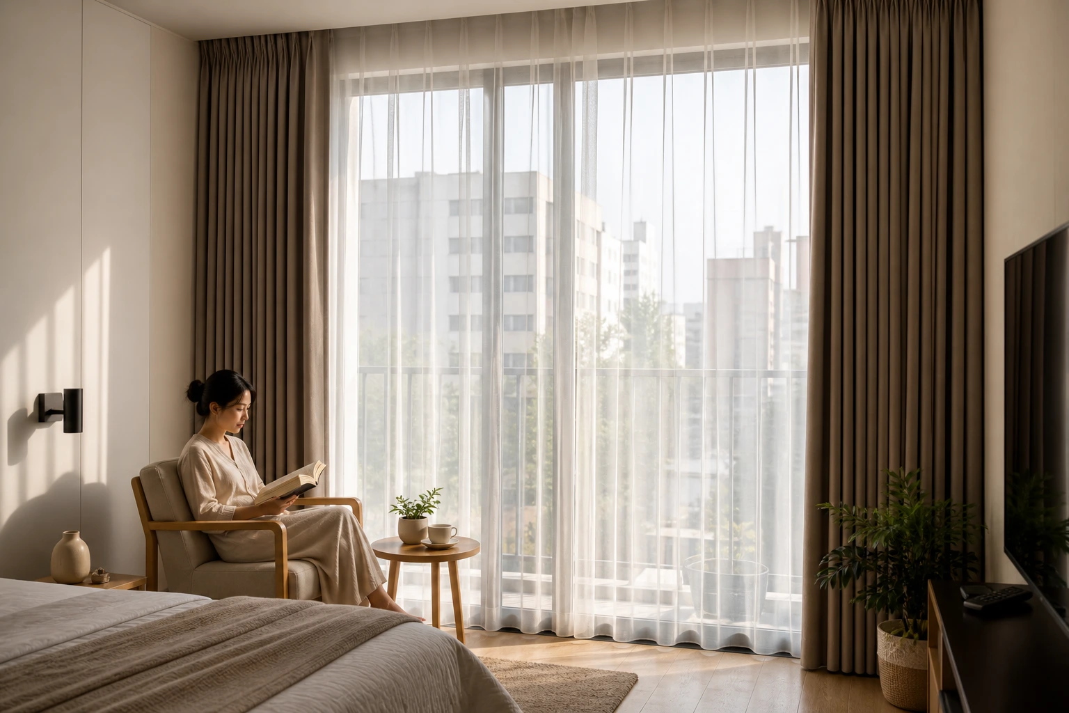 Không gian căn hộ riêng tư hơn với rèm hoặc phim mờ