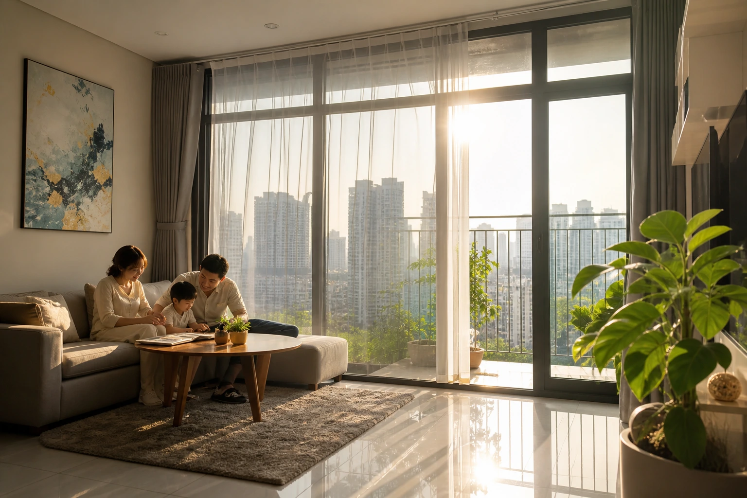 Cửa kính căn hộ được xử lý để giảm nắng nóng