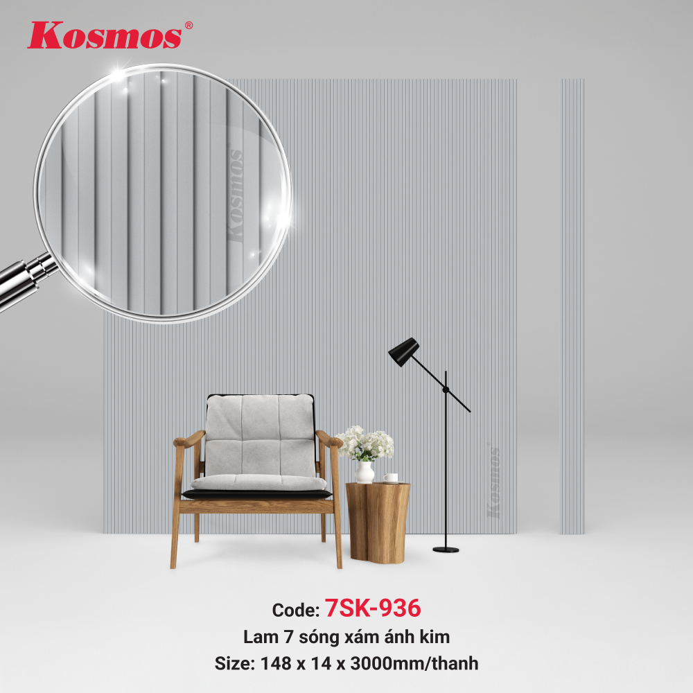 Lam sóng Kosmos 7SK-936 màu xám ánh kim.