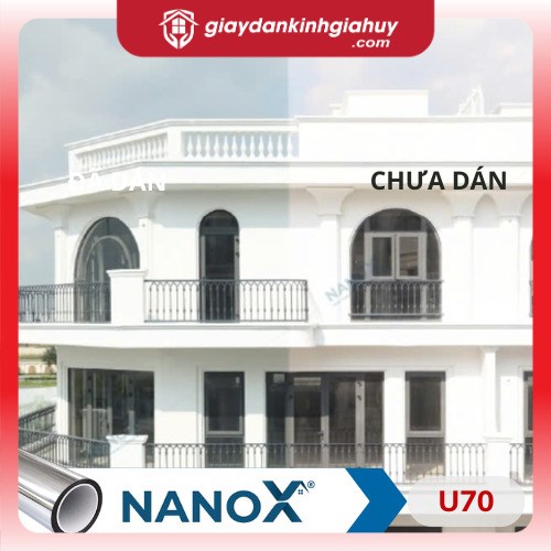 Mẫu phim cách nhiệt U70 trên nền kính.
